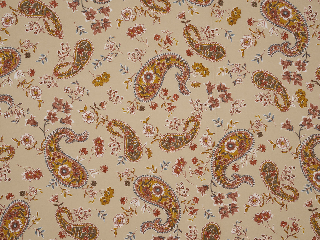 Woolpeach Fabric By The Yard -  Paisley And Floral Print