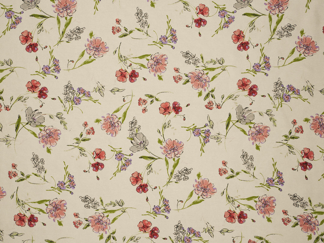 Silky Satin  Lightweight   Fabric - Wildflowers Floral Print