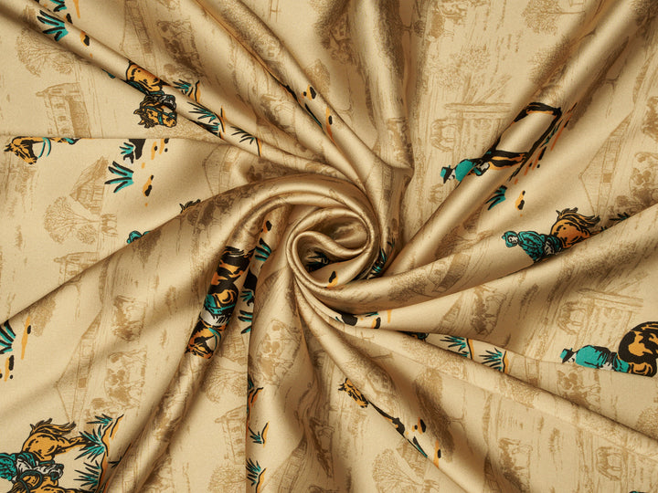 Cowboy’s Joy - Silky Satin Charmeuse print - fabric by the yard -  sublimation print