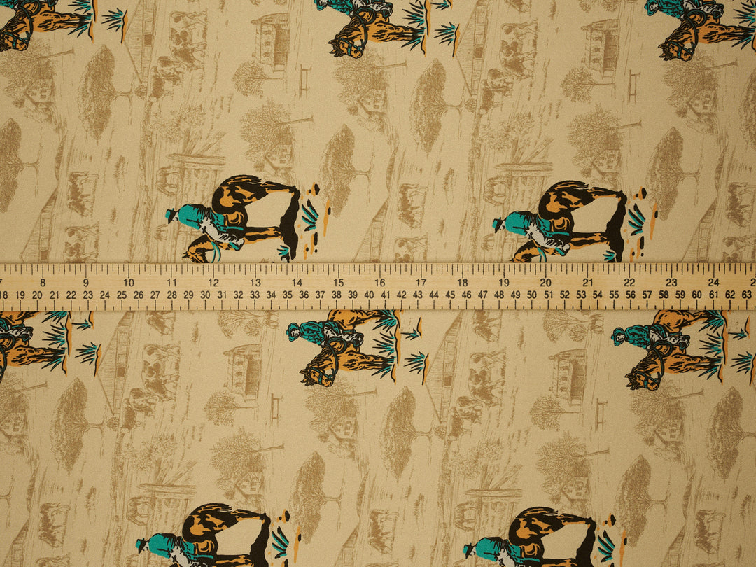 Cowboy’s Joy - Silky Satin Charmeuse print - fabric by the yard -  sublimation print