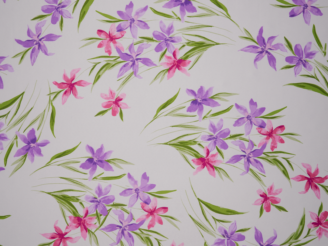 Faux silk charmeuse satin fabric by the yard -  Lilly  floral  print