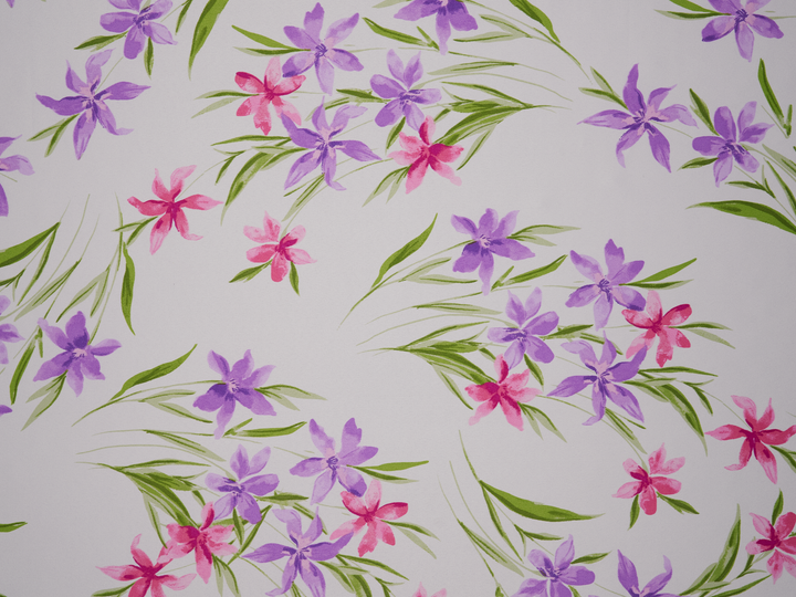 Faux silk charmeuse satin fabric by the yard -  Lilly  floral  print