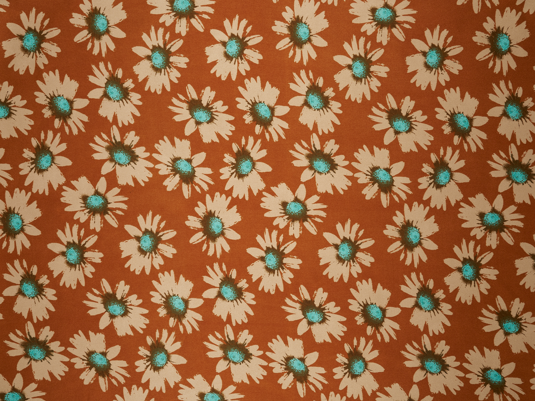 Charmeuse satin fabric by the yard -  Burgundy Daisy floral print