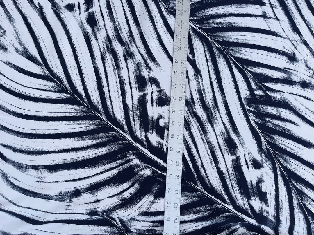 Lightweight  satin  fabric - Black And White Nature Print