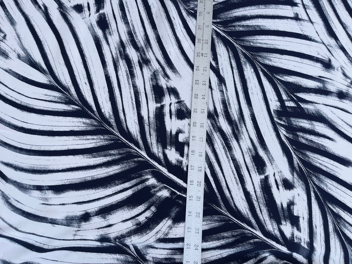 Lightweight  satin  fabric - Black And White Nature Print