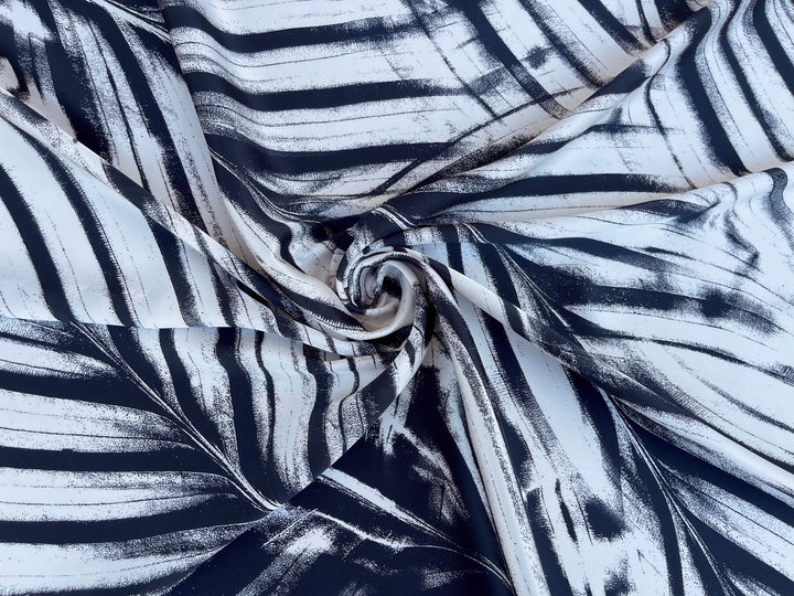 Lightweight  satin  fabric - Black And White Nature Print