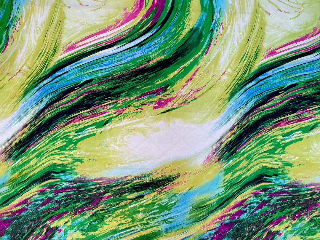 Charmeuse satin fabric   -  Abstract colorful print