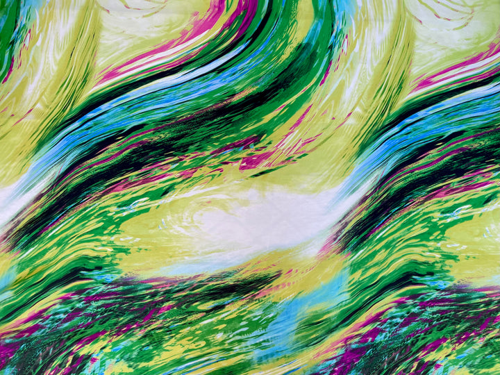 Charmeuse satin fabric   -  Abstract colorful print