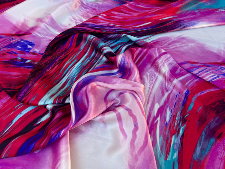 Charmeuse satin fabric   -  Abstract colorful print