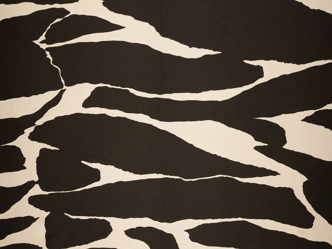 Satin  charmeuse fabric by the yard - Black And White Abstract Print