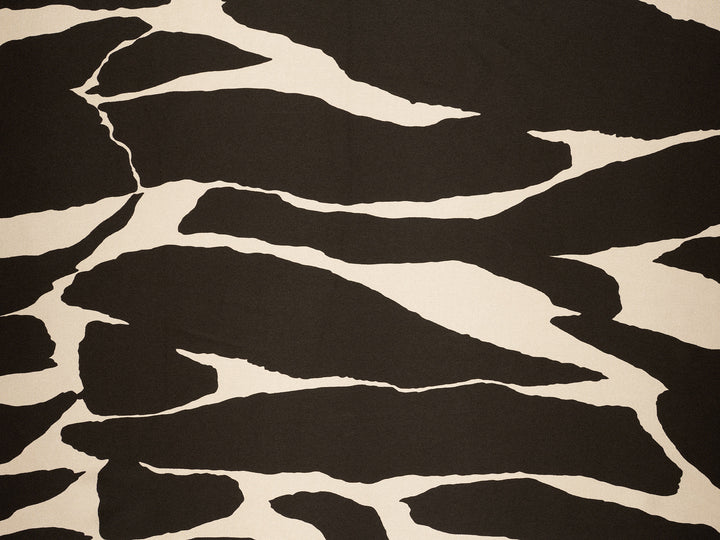 Satin  charmeuse fabric by the yard - Black And White Abstract Print