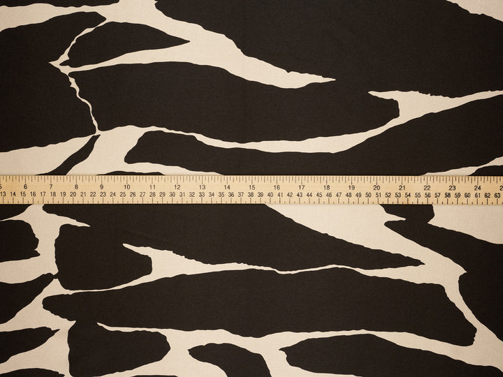 Satin  charmeuse fabric by the yard - Black And White Abstract Print