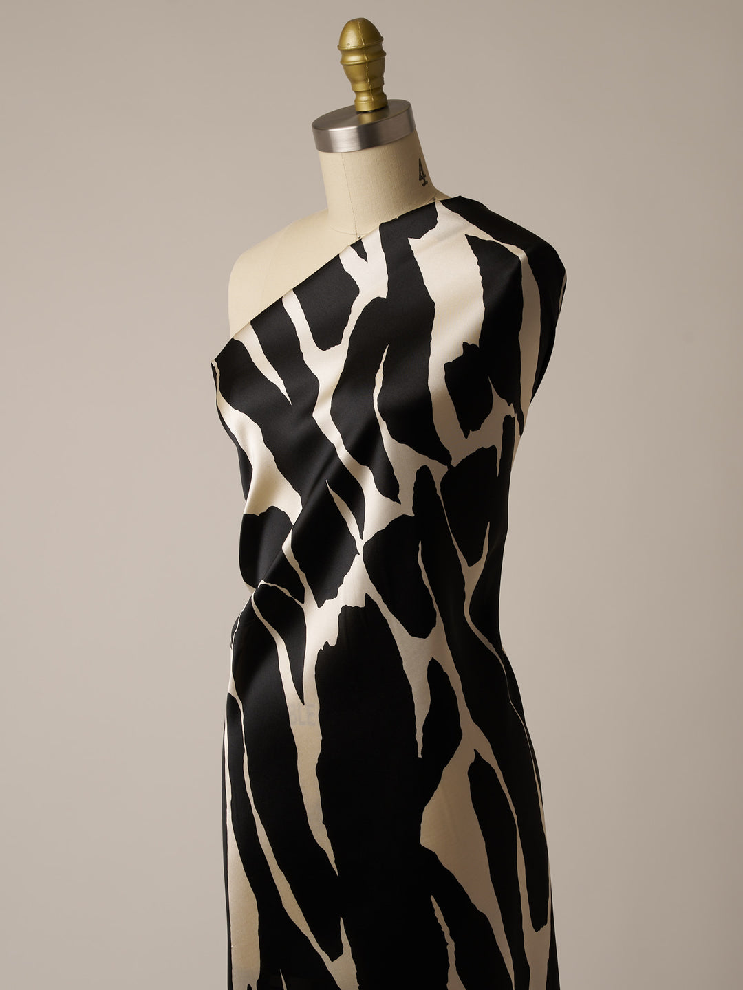 Satin  charmeuse fabric by the yard - Black And White Abstract Print