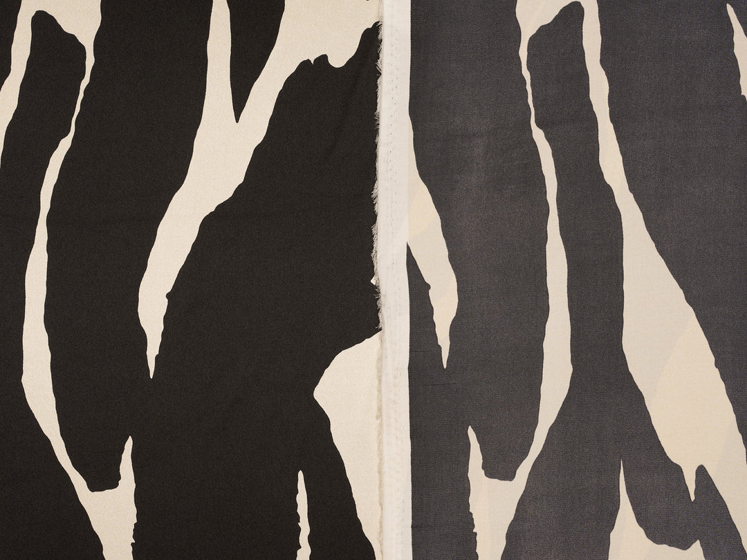 Satin  charmeuse fabric by the yard - Black And White Abstract Print