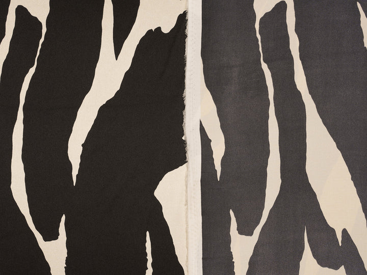 Satin  charmeuse fabric by the yard - Black And White Abstract Print
