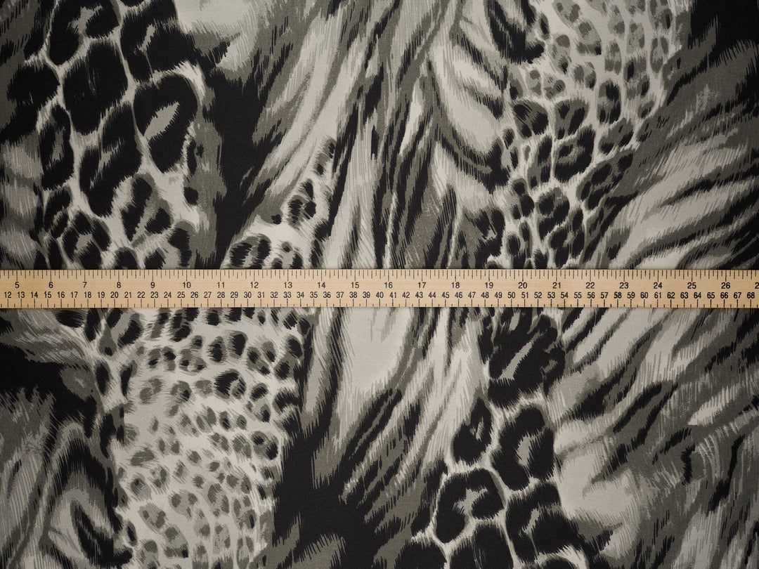 Satin  charmeuse fabric by the yard - Black And White Animal  Print