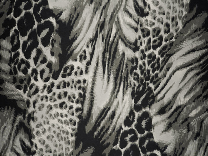 Satin  charmeuse fabric by the yard - Black And White Animal  Print