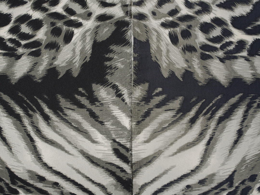 Satin  charmeuse fabric by the yard - Black And White Animal  Print