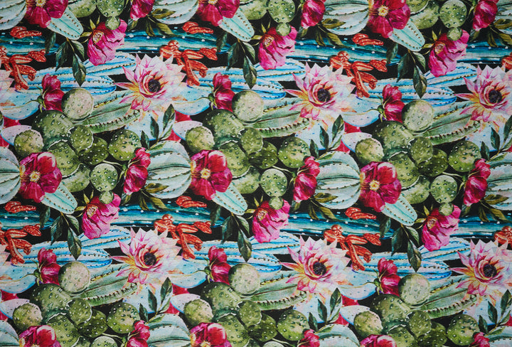 Charmeuse Satin  fabric by the yard -    Cactus    print