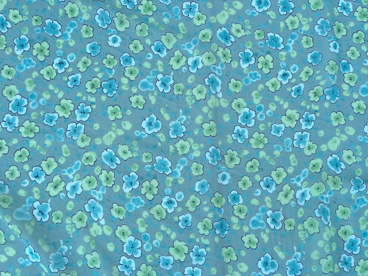 Chiffon fabric by the yard - Aqua Teal Floral print