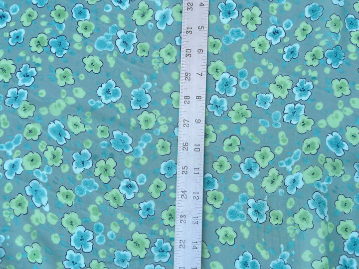 Chiffon fabric by the yard - Aqua Teal Floral print