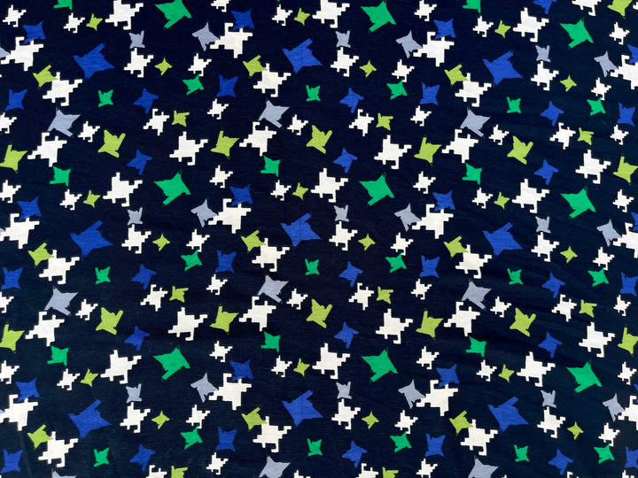Peachskin  Fabric By The Yard - Blue Green Gingham Pattern On Black