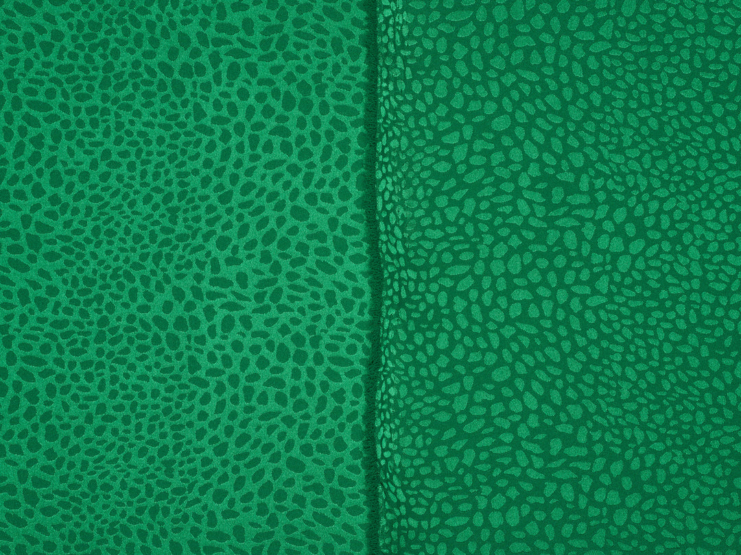 Emerald Green - SILKY JACQUARD SATIN fabric by the yard - small Cheetah jacquard pattern -  flowy fabric