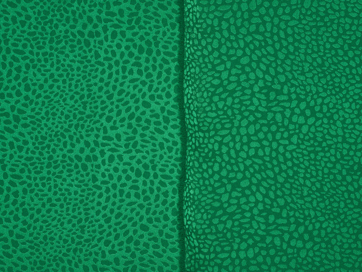 Emerald Green - SILKY JACQUARD SATIN fabric by the yard - small Cheetah jacquard pattern -  flowy fabric