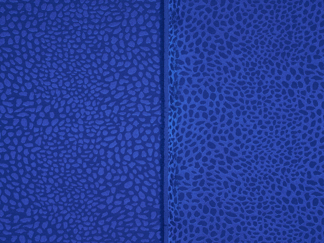 Royal Blue  - SILKY JACQUARD SATIN fabric by the yard - small Cheetah jacquard pattern -  flowy fabric