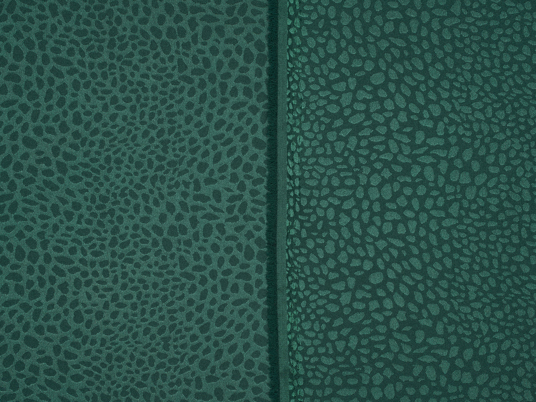 Hunter Green - SILKY JACQUARD SATIN fabric by the yard - small Cheetah jacquard pattern -  flowy fabric
