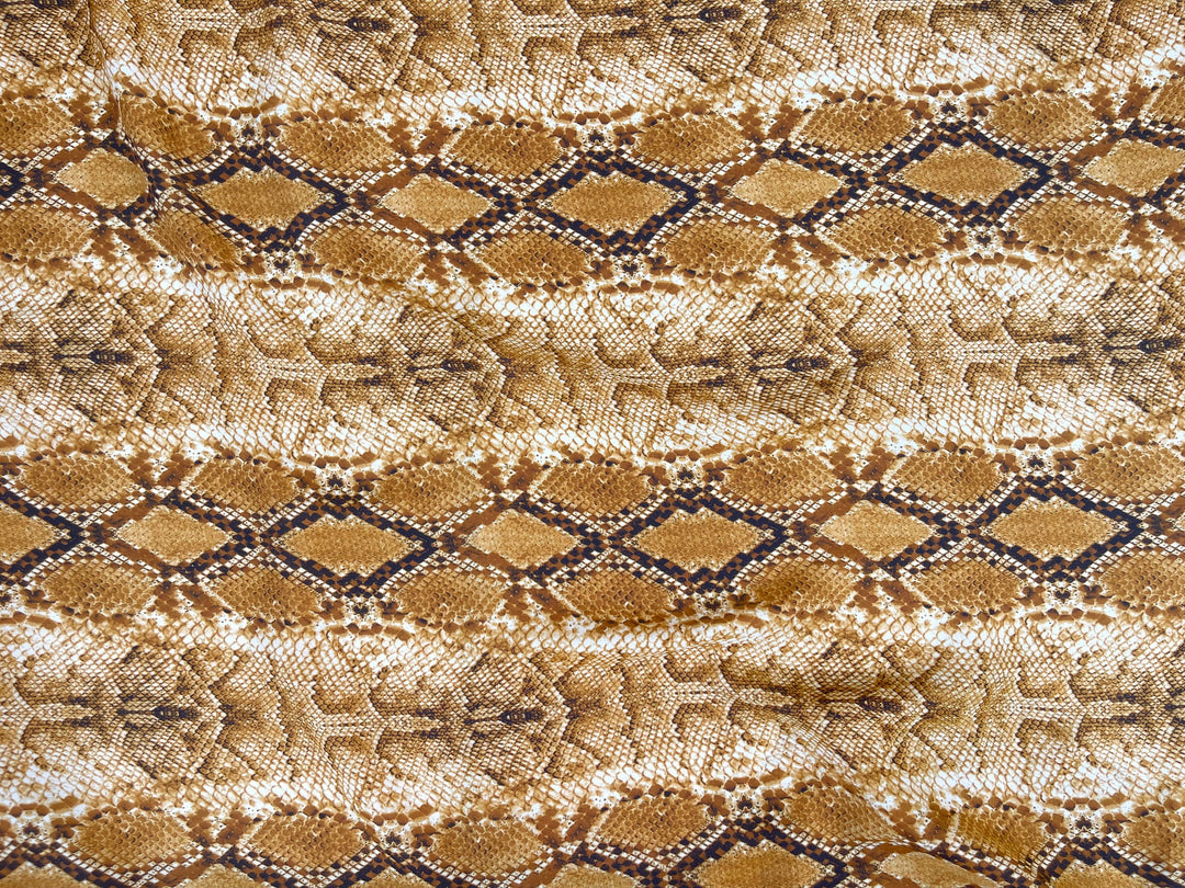 Lightweight  satin  fabric - Golden Snake print