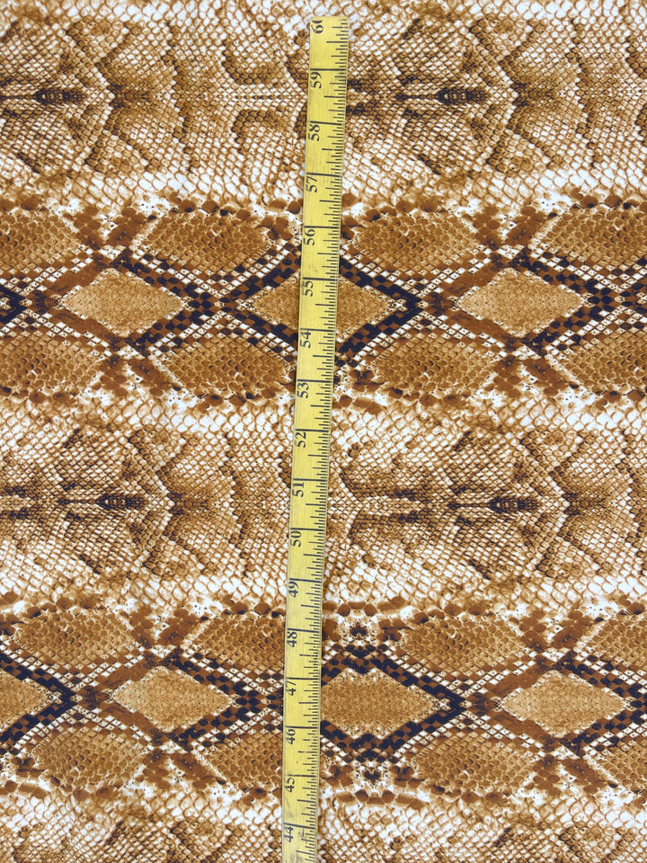 Lightweight  satin  fabric - Golden Snake print