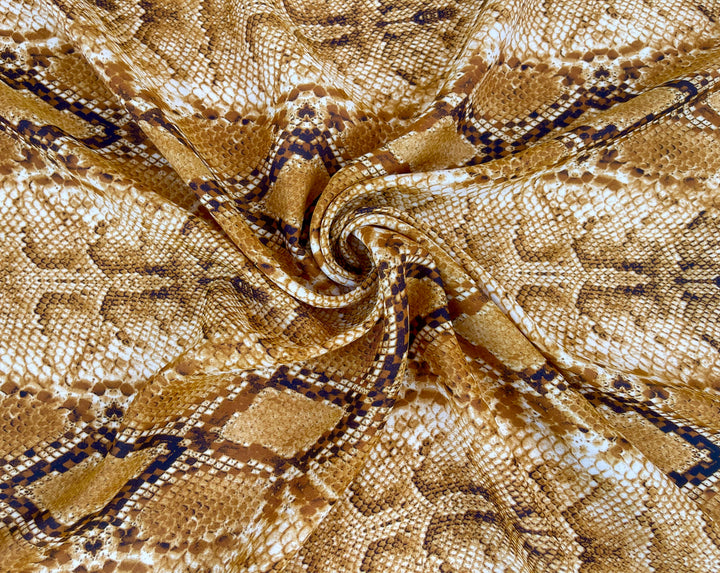 Lightweight  satin  fabric - Golden Snake print