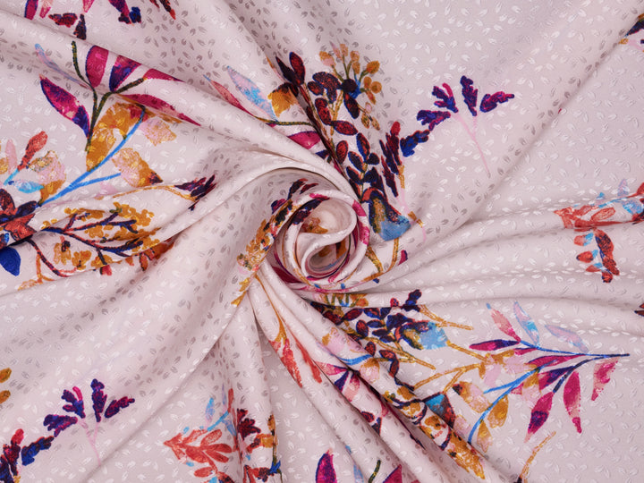 SILKY JACQUARD SATIN fabric by the yard -  Floral  jacquard  -  flowy fabric