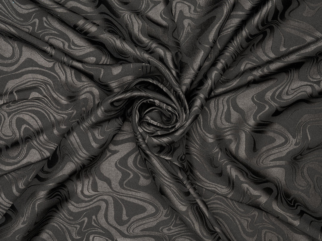 Black wavy jacquard pattern fabric