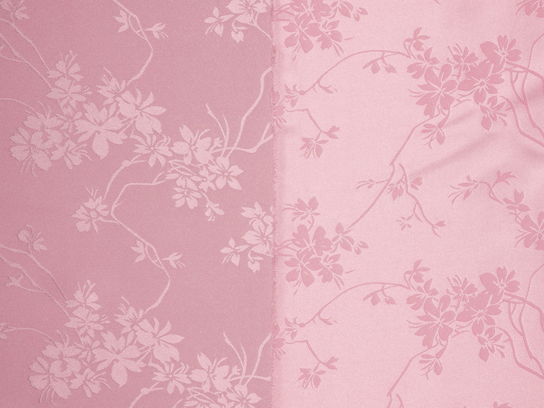 SILKY JACQUARD SATIN fabric by the yard - Cherry blossom  jacquard pattern -  flowy fabric