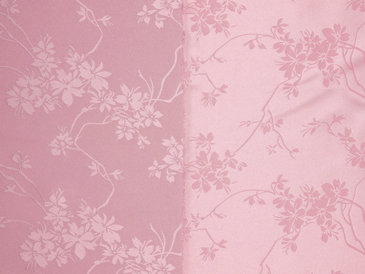 SILKY JACQUARD SATIN fabric by the yard - Cherry blossom  jacquard pattern -  flowy fabric