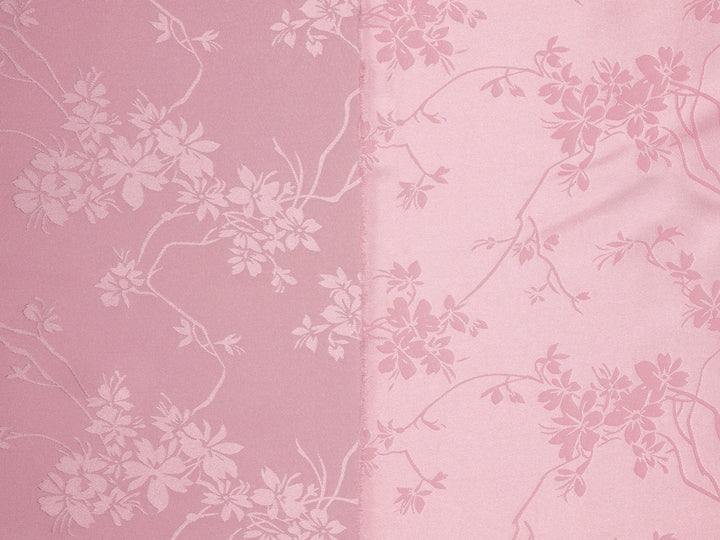 SILKY JACQUARD SATIN fabric by the yard - Cherry blossom  jacquard pattern -  flowy fabric