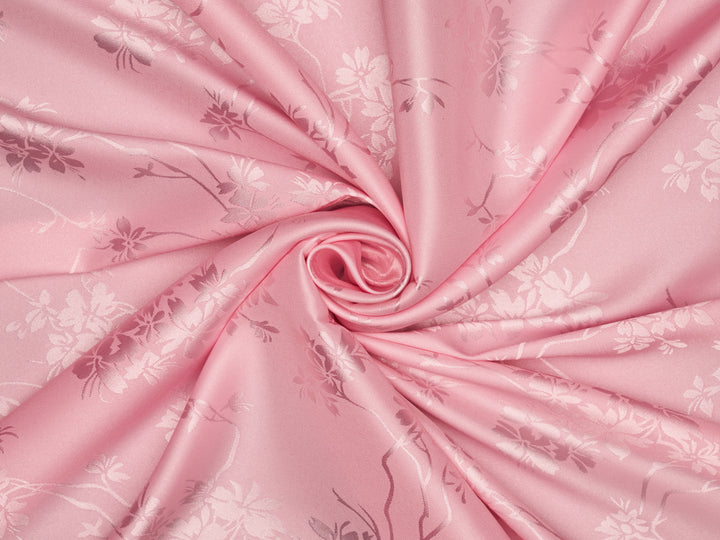 SILKY JACQUARD SATIN fabric by the yard - Cherry blossom  jacquard pattern -  flowy fabric