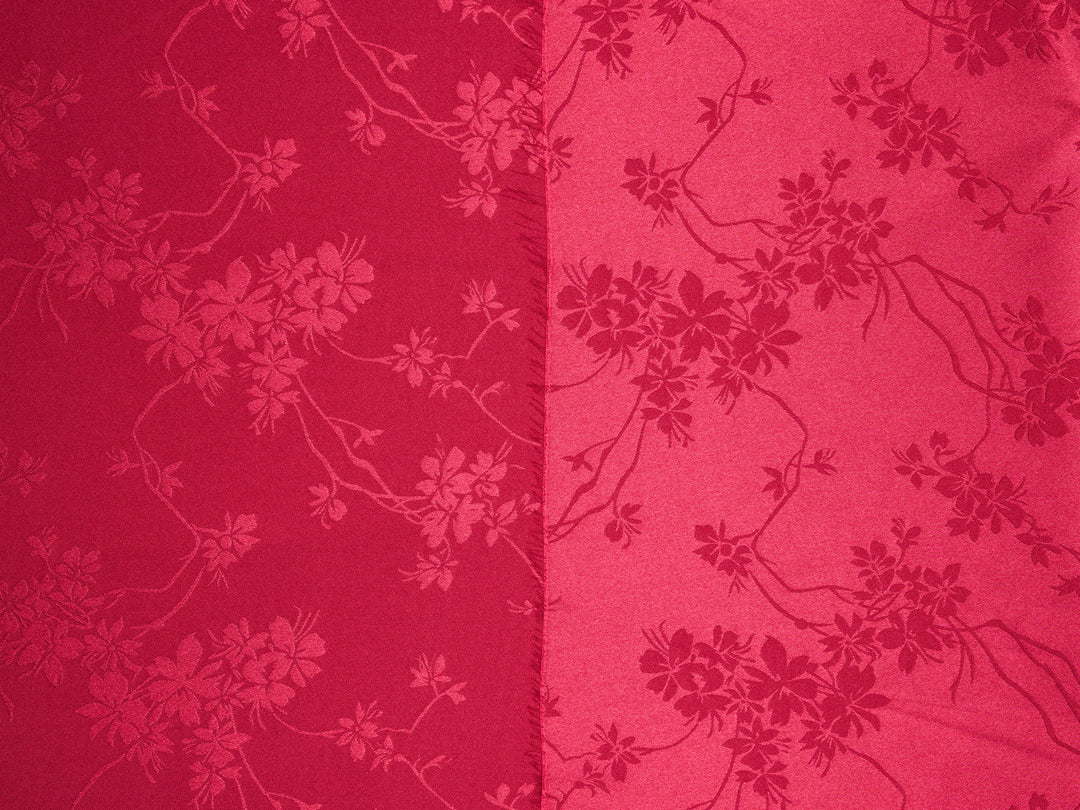 SILKY JACQUARD SATIN fabric by the yard - Cherry blossom  jacquard pattern -  flowy fabric