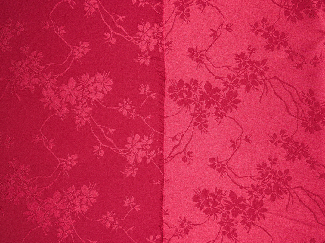 SILKY JACQUARD SATIN fabric by the yard - Cherry blossom  jacquard pattern -  flowy fabric