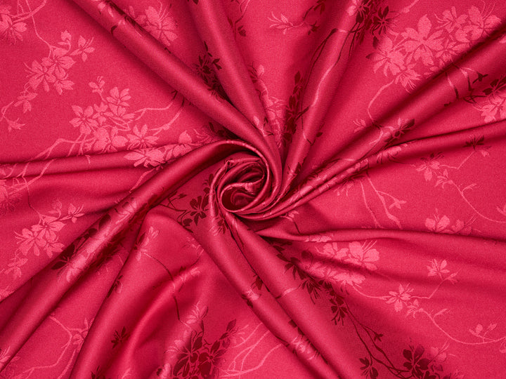 CHERRY BLOSSOM  jacquard fabric satin  BURGUNDY