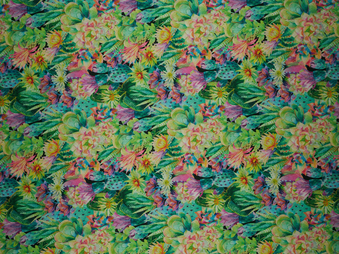 Colorful Cactus - Silky Satin Charmeuse print - fabric by the yard -  double sublimation print