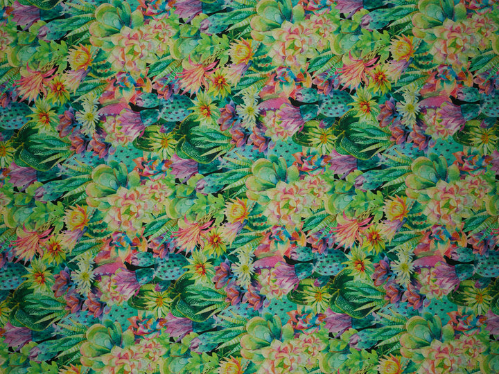 Colorful Cactus - Silky Satin Charmeuse print - fabric by the yard -  double sublimation print