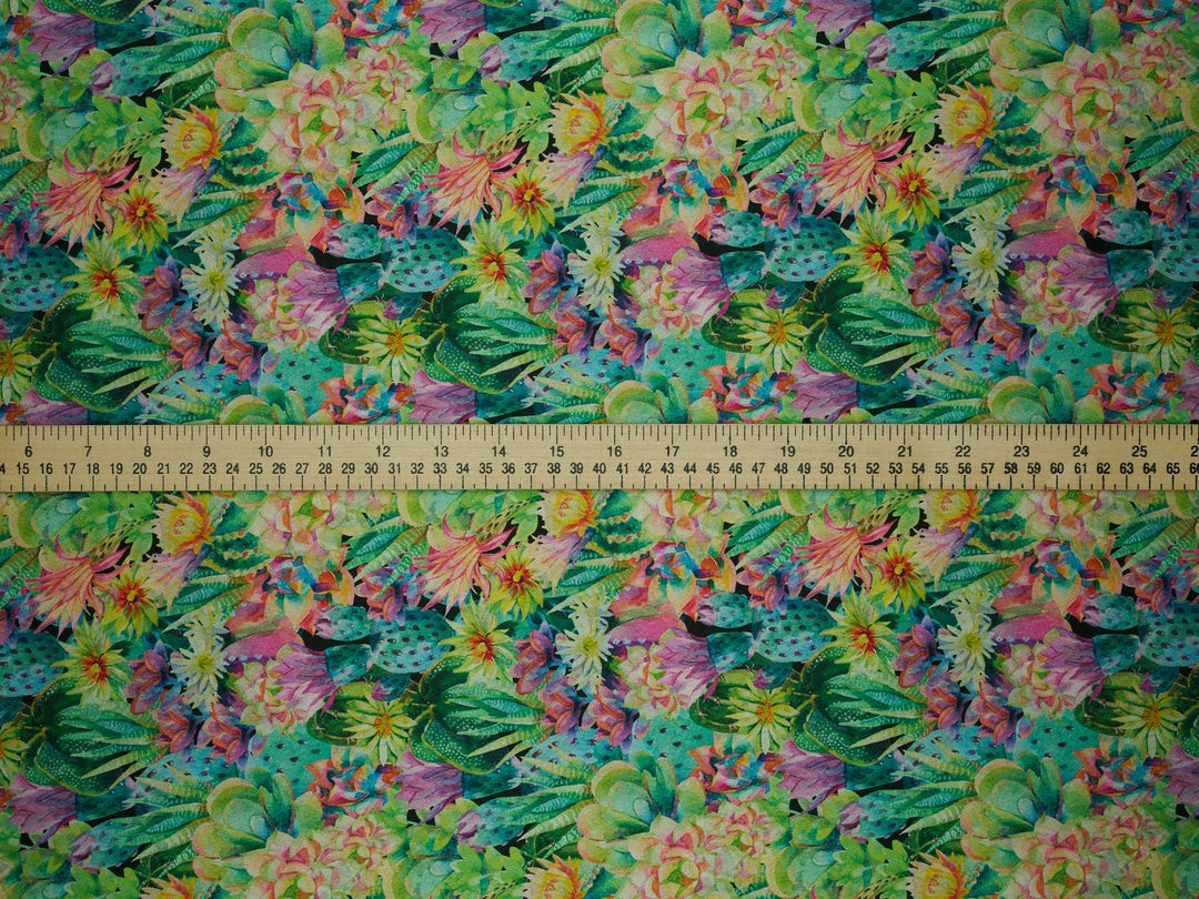 Colorful Cactus - Silky Satin Charmeuse print - fabric by the yard -  double sublimation print