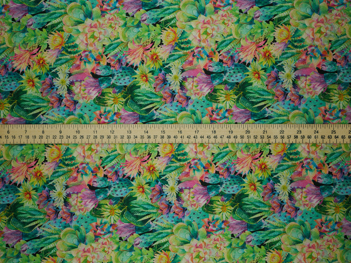 Colorful Cactus - Silky Satin Charmeuse print - fabric by the yard -  double sublimation print