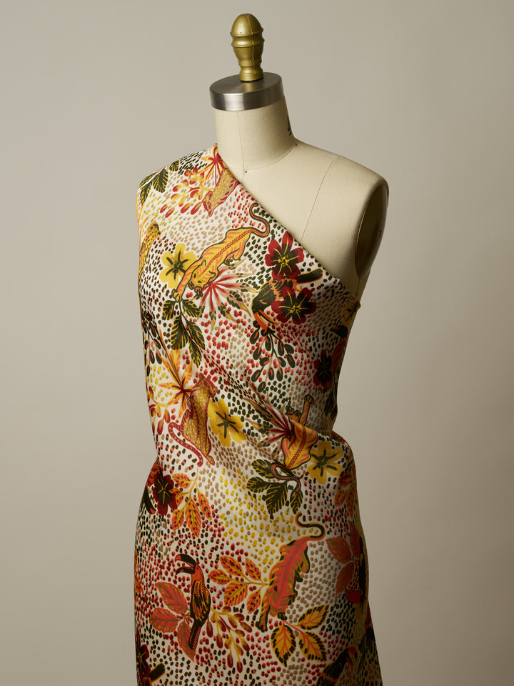 Silky Satin  Lightweight   Fabric - Safari Nature Print