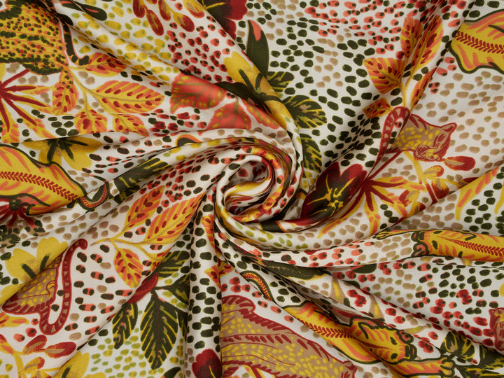 Silky Satin  Lightweight   Fabric - Safari Nature Print