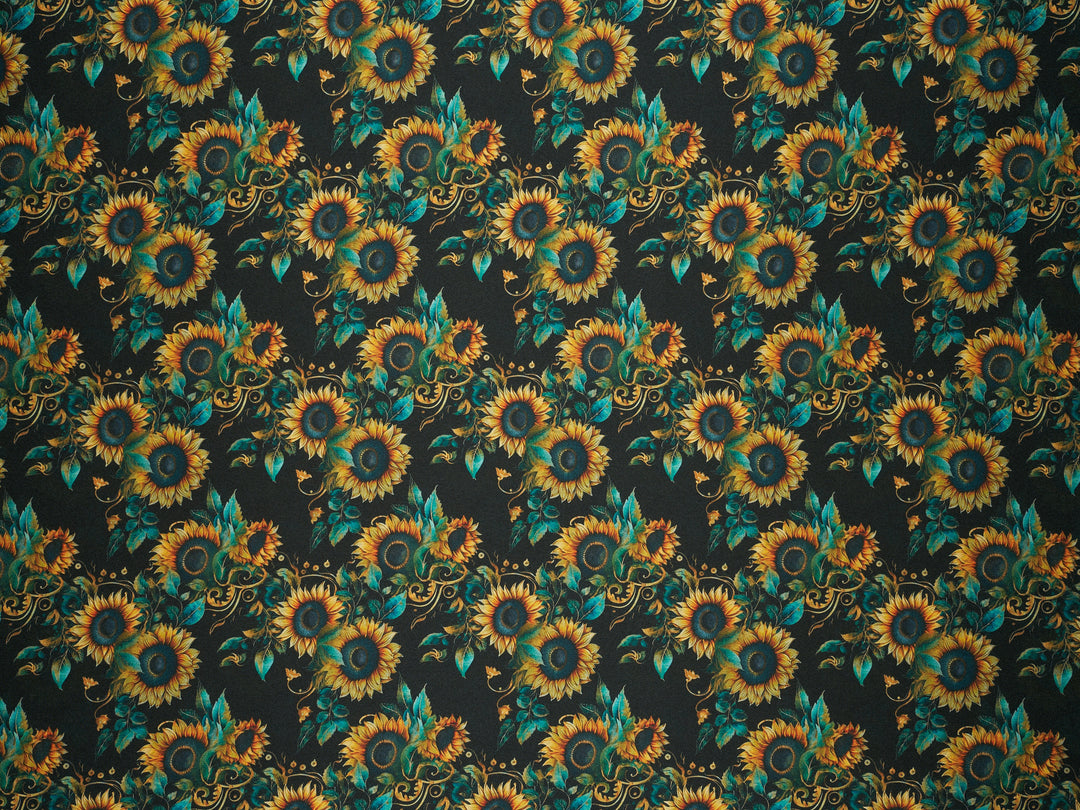 Sunflowers  - Silky Satin Charmeuse print - fabric by the yard -  double sublimation print