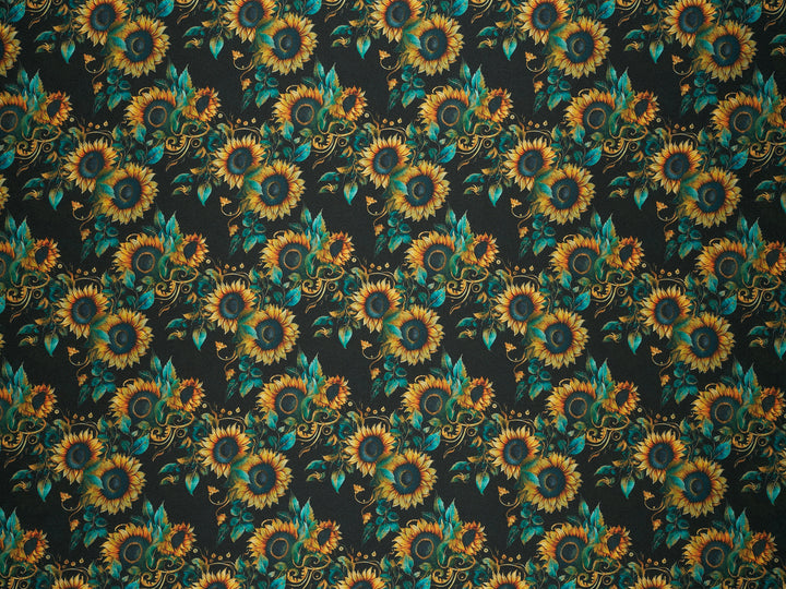 Sunflowers  - Silky Satin Charmeuse print - fabric by the yard -  double sublimation print